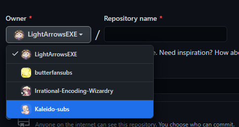 Setting an owner and repository name